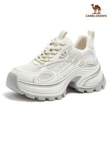 Women's New Retro Platform Sneakers, Transparent Mesh Casual Shoes, Comfortable Thick-Sole Trainers - Beige - View 6