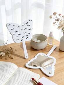 Butterfly Eyelash Shaped Handheld Mirror, Moisture-Proof Mirror Surface, Suitable For Bathroom, Can Be Used As Eyelash Decoration, Creative Gift, Suitable For Girlfriend/Best Friend, Also Suitable For Christmas, Wedding, Valentine's Day, Mother's Day And Other Occasions,Giveaways,Travel,Cheap Stuff,Travel Essential - Multicolor - View 8