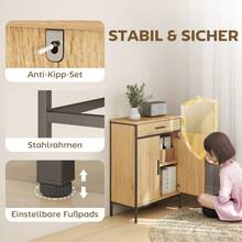 Armoire de salle de bain, étagères à deux niveaux, grand tiroir, style industriel, look chêne sur site - Multicolore - Voir 7
