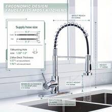 Kitchen Sink Faucets, Kitchen Faucets With Pull Down Sprayer Sus304 Stainless Steel Brushed Nickel Single Handle Single Hole Faucet For Farmhouse Rv Utility Bar Laundry Sinks - Silver - View 7