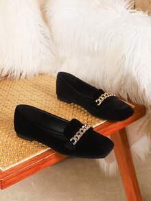 2026年新款春秋复古方头玛丽珍鞋，百搭休闲鞋，2025年新款畅销通勤鞋，2026年新款珍珠光泽饰面 - 黑色 - 查看 4