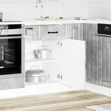 vidaXL Armário de cozinha Lucca gris béton bois ingénierie - Cinza - Ver 3