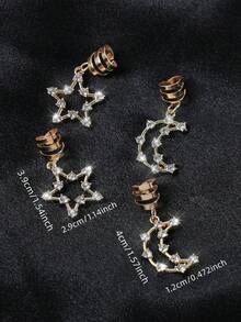 4pcs Eid Mubarak Gold Star & Moon Decor Set, Boho Cute Hip Hop Hair Clips, Headband, Hairpin, Eid Gift, Party Accessories