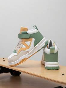 1 par de zapatillas deportivas de caña alta para niños, zapatos casuales para correr en interiores/exteriores, ligeros, transpirables y cómodos, estilo estudiantil para niños & niñas - Albaricoque - Ver 8