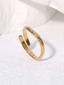 3pcs/Set Fashionable Minimalist Chic Geometric Round Open Ring, Adjustable Gold-Plated Stainless Steel, Suitable For Women Daily, Party, Date Wear - Three Piece Set - View 2