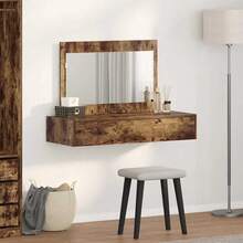 Larryhot Mesa Tocador Marrón 100 x 40 x 70 cm Madera de ingeniería,  Fácil de armar, elegante en diseño y práctico para organizar, la elección ideal para el almacenamiento y decoración del hogar - Marrón - Ver 4