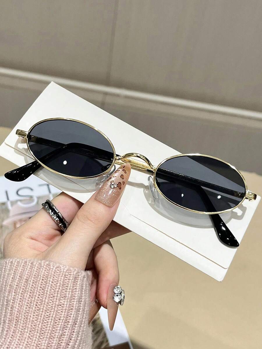 1pc Women Metal Cat Advanced Sense Unique Double Beam Design Metal Rimmed Eyeglasses Frame Classic Classy Aesthetic Minimalist Fashion Eyeglasses For Business Wedding Going Out Outfit - Multicolor - View 1