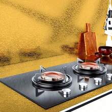 Gold Textured Self-Adhesive Wallpaper, Kitchen Self-Adhesive Aluminum Foil Wallpaper, Oil And Water Resistant, Removable, Suitable For Countertops, Cabinets And Drawers - Gold - View 3