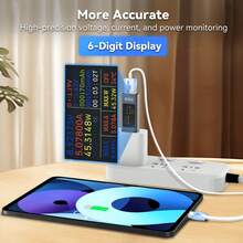 POROMETISTO UT01U USB 测试仪功率计 0-6.5A USB 电压电流检测器电流表电压表容量测试仪移动电源充电器测试 - 黑色 - 查看 6