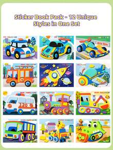 12pcs EVA Foam 3D Stickers - Children's DIY Craft Project | Cartoon Animal Educational Stickers | Kids Painting Set | Creative Art Activity Kit, Fun Gift To Inspire Hands-On Ability (Random Style) - Multicolor - View 6