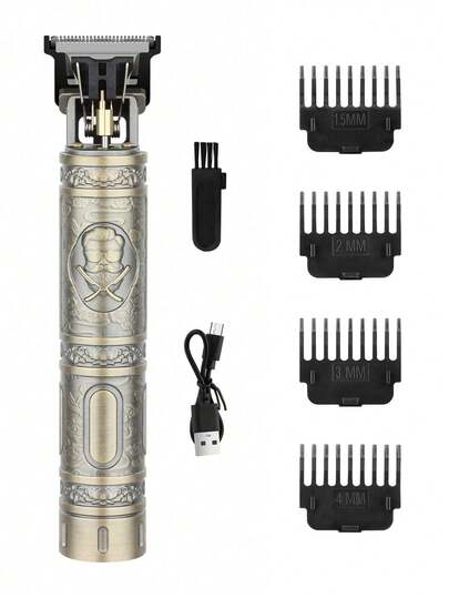 HIENA Men's USB Rechargeable Beard Trimmer, Cordless Electric Hair Clipper - Precision T-Blade Trimmer, 4 Adjustable Combs, Grooming Kit, Stylish Trimmer, Durable Construction