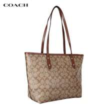 Coach City Zip Tote 30 Signature Print Zip-Top Coated Canvas Tote Bag, Shopping Bag, Shoulder Bag For Women, Brown-Black-Red F58292-IMNM4, Brown F58292-IME74, Brown-Black F58292-IMAA8 - Brown F58292-iME74 - View 2