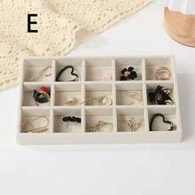 1/5个米色首饰托盘，空首饰托盘，戒指项链收纳托盘，长方形首饰整理盒，首饰展示托盘，抽屉分隔收纳托盘，小物件收纳整理盒，可堆叠首饰收纳托盘，多功能首饰展示盘，耳环戒指项链手镯收纳托盘，卧室梳妆台收纳托盘，首饰展示整理盒