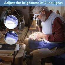 USB Charging Head With Magnifying Glass, Charging Hands-Free Head With Magnifying Glass, With LED Light For Handmade Jewelry Watches, Replaceable 5 Lenses 1.0X 1.5X 2.0X 2.5X 3.5X - White - View 5