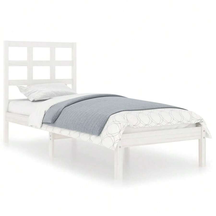 vidaXL Mesa de luz sin matelas blanca 75x190 cm madera maciza - Blanco - Ver 1