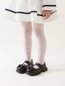 1pc Girls' Lightweight, Breathable White Socks With Heart Pattern Decoration, Skin-Friendly, Soft And Comfortable, Fashion Casual Tights, Suitable For Daily Life, School, Holidays, Birthdays, Valentine's Day, Stage Performance - White - View 4