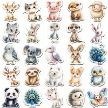 50 Cute Cartoon Watercolor Animal Journal Stickers Stationery Luggage Notebook Waterproof Decals - 1 - 查看 4