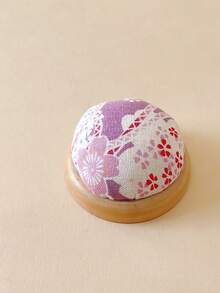 1pc Sewing Accessories Fabric Handmade DIY Storage Needle Tools Needle Pad Needle Bag With Wooden Bottom, Needle Cushion Wooden Needle Holder Japanese Needle Rack Needle Storage Mat - Lavender On White Background - View 10