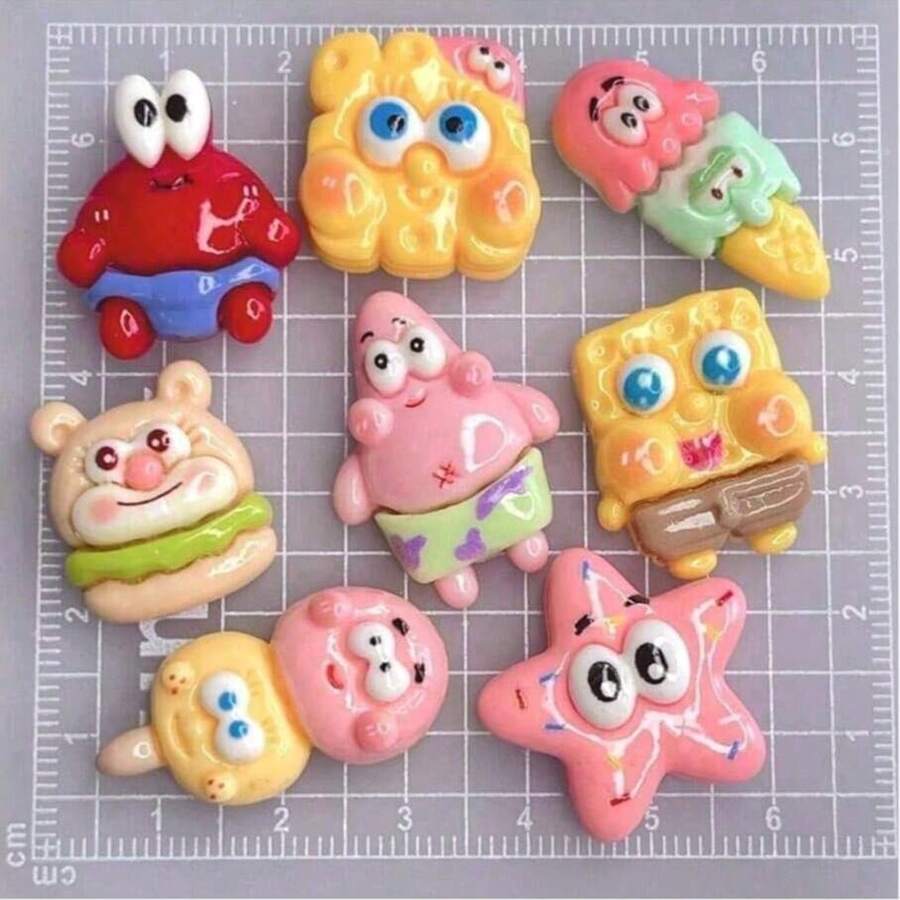 SpongeBob SquarePants 8 món đồ trang trí bằng nhựa resin tự làm hình SpongeBob, sticker nhựa resin để tự làm ốp điện thoại, phụ kiện trang trí sáng tạo hình hoạt hình anime, đồ dễ thương, Smiski, hình nhân vật anime, lý tưởng để làm quà tặng trong túi quà dự tiệc, trang trí phòng, quà tặng Ngày Valentine, quà sinh nhật, quà lưu niệm, quà tặng cho nữ. Đáng yêu và đẹp mắt, lý tưởng cho mùa tựu trường và quà tặng Ngày Valentine. - Xem 1