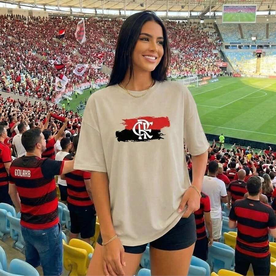 Women's Flamengo Team Basic Premium T-Shirt, Slim Fit T-Shirt In Soft Cotton - 米色 - 查看 1
