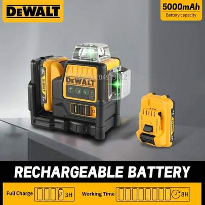 DW089LG 12V Lithium Green Laser Level - 3 Sided 360 °   Vertical & Horizontal, 12 Line, Indoor/Outdoor Projects