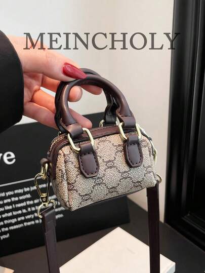 Bolso de hombro con estampado geométrico mini para mujer