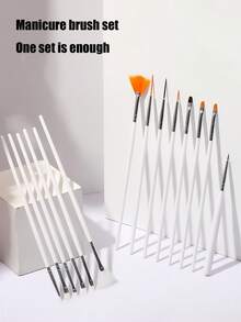 21pcs Nail Art Brush Set For Uv Gel Polish Drawing Painting Flower Design Silicone Dotting Pen Rhinestone Picker Manicure Tools,Nail Art Brushes, Nail Brush Set With Nail Stand, Nail Holder Painting Nails, Nail Art Tools, Nail Dotting Home & Salon Nail Art Design - Multicolor - View 2