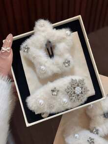 New Autumn/Winter Plush Snowflake & Star Hair Clips, Sweet Cute Korean Style Bangs Clips, Fuzzy Small Hair Clips, Holiday Atmosphere - Multicolor - View 2