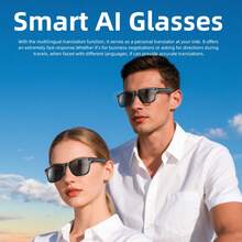 New Smart Glasses, Support Voice Interaction, Real-Time Translation, HD Calling, Smart Touch Control, Music Control, Smart Search, Equipped With 260mAh Long-Lasting Battery, Unisex, Perfect Gift Choice