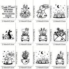 12pcs/Set German Easter Bunny Rabbit UV DTF Rub Transfer Paper Suitable For Glass, Metal, Ceramic, Plastic - DIY Iron- Patches, Temporary For Crafts, Home Decorations, Easter Wall Removable, Holiday Decor Accessories, Holiday Graphic Designs - Multicolor - View 5