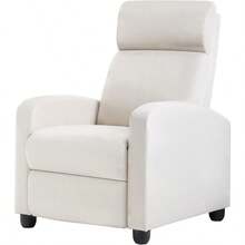 ccSilla reclinable para sala de estar sala de cine en casa sofá individual Winback sillón reclinable de masaje silla de lectura silla reclinable moderna fácil descanso con respaldo acolchado de tela tela beigenn - tela beige - Ver 1