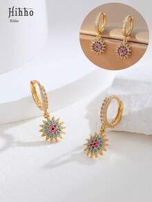 Hihho Hoa tai thả hình hoa hướng dương Cubic Zirconia Valentine, Mẹ, Mẹ, Ngày của Mẹ, Quà tặng - Nhiều màu - Xem 5