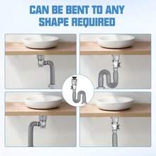 Oszczędzająca miejsce, elastyczna rura odpływowa do zlewu – bezwonna, łatwa w montażu, trwała stal nierdzewna i materiał ABS, idealna do kuchni i łazienki - Wielokolorowe - Zobacz 7