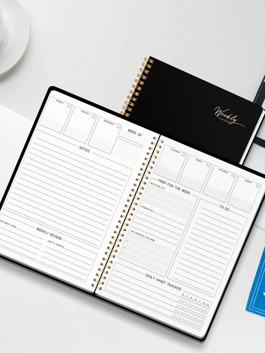 Weekly Planner Notebook For Work, A4 Spiral Bound Undated Planner With Clean Sections For Office Planning - Multicolor - View 1