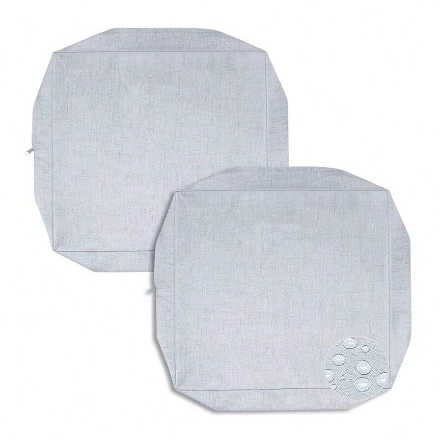 Waterproof Outdoor Cushion Covers Replacement For Patio Furniture Chair Seat Cushion Covers 24x24 Inch For Outdoor Furniture Garden Backyard With Zipper, 2 Pack SLIPCOVERS ONLY, Gray - Gray - 查看 1