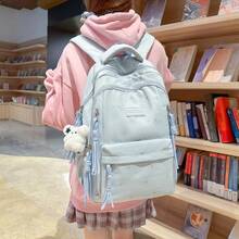 Large Capacity Women's Backpack, School Bag, Campus Bag, Travel Bag - Mint Blue - View 12