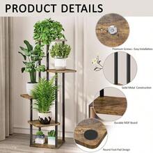 6 Tier Wood Tall Plant Stand Metal Rack Indoor, Multiple Flower Pot Holder Shelves Corner Rack, Planter Shelf Display Rack Storage Organizer Patio Living Room Balcony GardenWhite Oak - 5 Tier, Black - View 4