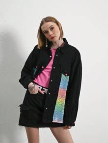 Mesh Printed Shirt-MADE IN TURKEY - Black - View 1