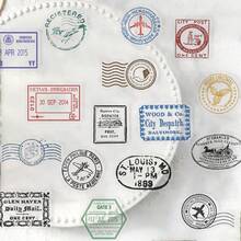 60PCS Postmark Retro Stickers Letterhead Stamp Travel Suitcase Personalized Trolley Case Guitar Graffiti PET Sticker - Multicolor - View 6