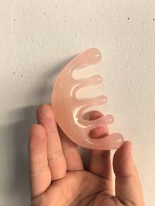 1pc Resin Massage Comb, Portable & Practical 5-Tooth Head Acupressure Massage Comb, Beauty Tool, Neck Gua Sha Massage Comb - Pink - View 9