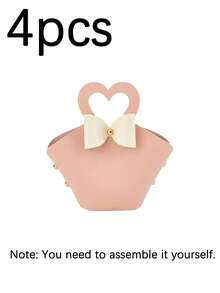 4个心形蝴蝶结手提袋，礼品包装用品，纪念品包装，糖果包装，婚礼礼品袋，适用于婚礼、主题派对、家庭聚会、节日、生日派对等场合。 - 彩色 - 查看 13