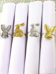 6个复活节兔子餐巾环，适合复活节派对主题餐桌装饰餐巾环，兔耳朵餐巾环 - 彩色 - 查看 1