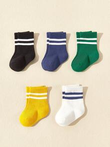 5双条纹袜子，适合幼儿休闲穿着 - 彩色 - 查看 8