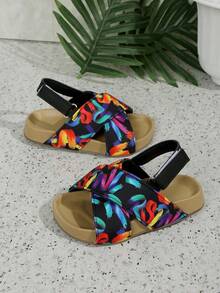 1 Pair Toddler/Baby Open Toe Flat Sandals, Summer - Multicolor - View 3