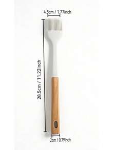 This White Silicone Brush Is Made Of Heat-Resistant Fine Silicone Bristles, Suitable For Brushing Oil, Spreading Sauces, Etc. The Bristles Are Soft And Won't Shed Easily. The Wooden Handle Is Comfortable To Grip And Doesn't Feel Hot. The Brush Handle Has A Hanging Hole For Convenient Storage, Making It A Practical Tool For Baking And Grilling. - Multicolor - View 3
