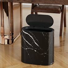 Black PP Material Press Type Garbage Bin With Lid Space Saving Odor Isolation Mosquito Prevention Inner Bucket Sturdy Durable Easy To Clean - Black - View 3