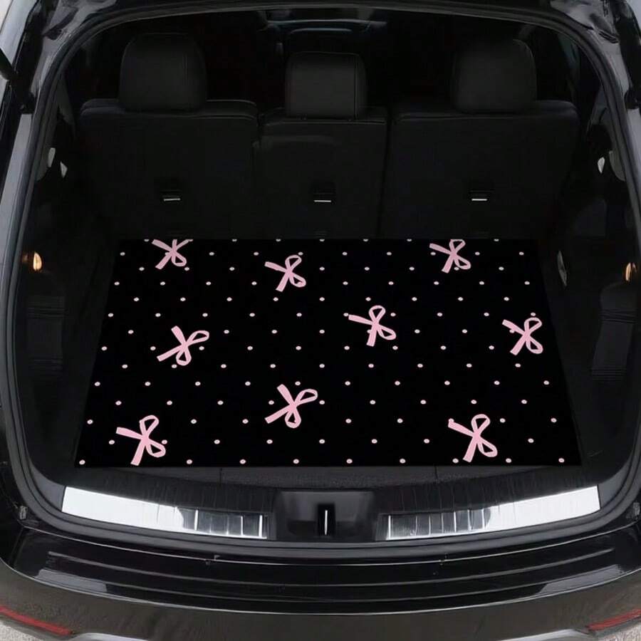 1pc Polka Dot Pink Bow Design Car Trunk Mat - All-Weather Cargo Liner With Fashionable Pink Bow Design, Easy-To-Clean Interior Protection, Suitable For Most Vehicles, Perfect For Valentine's Day, Mother's Day Gifts