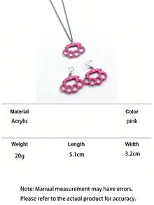 1pc Fashionable Pink Pendant Necklace, Punk Hip-Hop Style Women's Jewelry, Suitable For Party, Banquet, Travel, Holiday And Daily Wear - Geometry - View 14