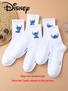 Disney 1/5/10 Pairs Unisex Cartoon Crew Socks, Stitch Animated Movie Graphic Design, Cute Cartoon Pattern, Suitable For Daily Wear, Providing All-Day Comfort And Good Elasticity - Multicolor - View 13
