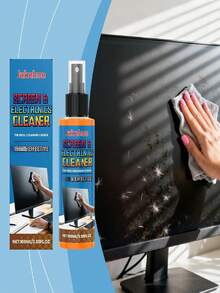 100毫升屏幕清洁喷雾，适用于智能手机、平板电脑、笔记本电脑、显示器、电视，防静电无残留配方，去除指纹、灰尘和污渍，速干，附赠超细纤维清洁布。屏幕清洁剂，智能手机屏幕清洁剂，平板电脑清洁剂，笔记本电脑屏幕清洁剂，显示器清洁剂，电视屏幕清洁剂，防静电，无残留，指纹去除剂，附赠超细纤维清洁布。